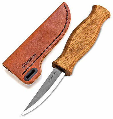 Picture of BeaverCraft Sloyd Knife C4s 3.14" Wood Carving Sloyd Knife with Leather Sheath for Whittling and Roughing for Beginners and Profi Durable High Carbon Steel - Spoon Carving Tools Thin Wood Working