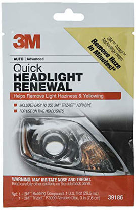 Picture of 3M Quick Headlight Renewal, Helps Remove Light Haziness and Yellowing in Minutes, Hand Application, 1 Sachet