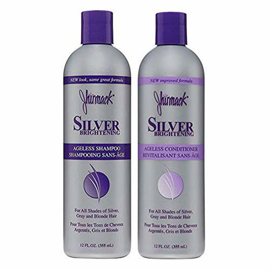 Picture of Jhirmack Silver Brightening Purple Shampoo and Conditioner Set for all types of silver, grey, and blonde hair