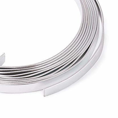 Picture of Fashewelry 5mm Aluminum Flat Wire Silver 6.56Ft x 5 Rolls Bendable Metal Craft Wire for Beading for Bezel Sculpting Armature Jewelry Making Gem Metal Wrap Total 32.8 Feet