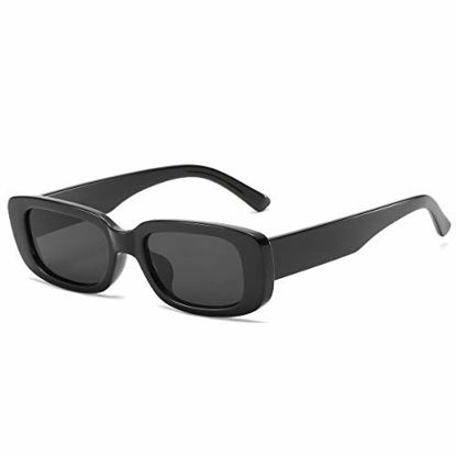Picture of Dollger Rectangle Sunglasses for Women Trendy 90s Retro Sunglasses Square Frame Black sunglasses