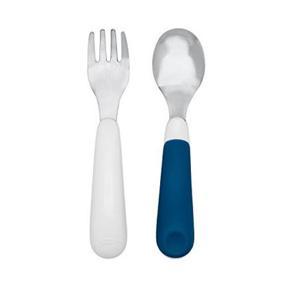 Picture of OXO Tot On-The-Go Fork And Spoon Set - Navy