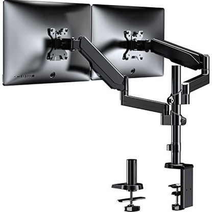 Picture of WALI Premium Dual LCD Monitor Desk Mount Fully Adjustable Gas Spring Stand for Display up to 32 inch, GSDM002, (Black)