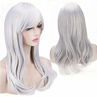 Picture of Akstore 28" 70cm Fashion Wigs Long Wavy Curly Hair Cosplay Wig & Wig Cap (Light Grey)