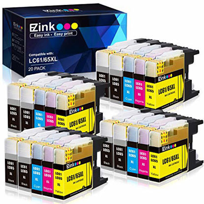 Picture of E-Z Ink (TM) Compatible Ink Cartridge Replacement for Brother LC61 LC-61 LC65 XL to use with MFC-J615W MFC-5895CW MFC-290C MFC-5490CN MFC-790CW MFC-J630W (8 Black, 4 Cyan, 4 Magenta, 4 Yellow) 20 Pack