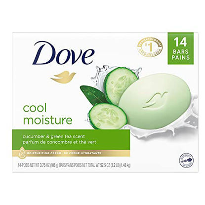 Picture of Dove Skin Care Beauty Bar For Softer Skin Cucumber and Green Tea More Moisturizing Than Bar Soap 3.75 oz, 14 Bars