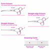 Picture of GEMEK Dog Grooming Scissors Set, 4CR Stainless Steel Safety Round Tip Pet Professional Grooming Tool 5 Pieces Kit - Straight, Curved, Thinning Shears & Comb for Dogs, Cats and Other Animals