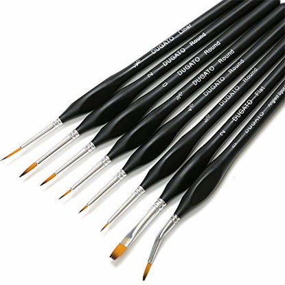 Picture of DUGATO Fine Detail Paint Brush Set, 8pcs Tiny Professional Micro Miniature Painting Brushes Kit with Ergonomic Handle for Acrylic, Oil, Watercolor, Art, Scale Model, Face, Paint by Numbers (VIII)