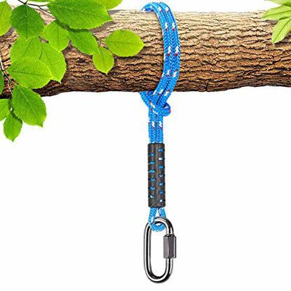Picture of BeneLabel Tree Swing Rope Holds 2500 LB Capacity, Hammock Tree Swing Hanging Strap, Heavy Duty Carabiner 1000LB Capacity, for Outdoor Swings Hammock Playground Set Accessories, 9.84 ft, 1PCS