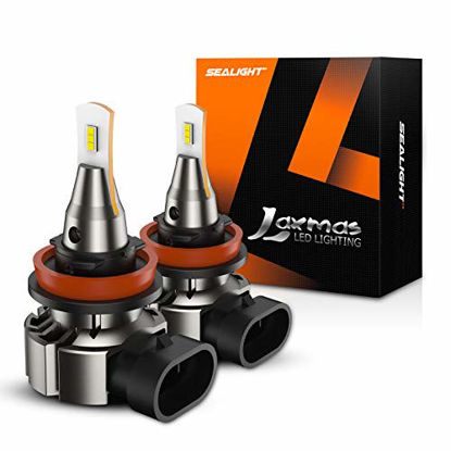 Picture of SEALIGHT H11/H8/H9/H16 LED Fog Light Bulbs 6000lm, Laxmas L1 Series 6000K Extremely Bright Xenon White, Easy Installation, Halogen Fog Lamps Daytime Running Light Bulbs Replacement, Pack of 2