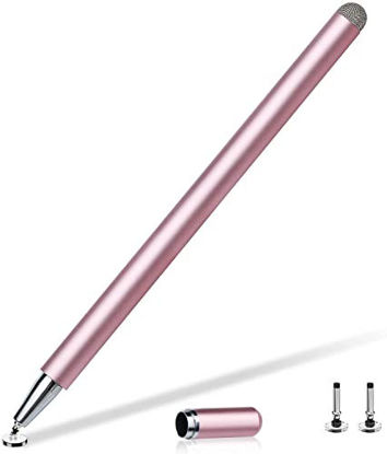 Picture of Stylus Pens for Touch Screens, LIBERRWAY Disc Stylus Pen Fiber Stylus with Magnetically Attached Cap, Compatible with ipad iPhone Chromebook, Rosegold