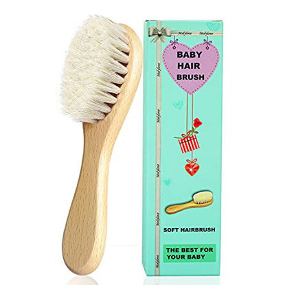 Picture of Molylove Baby Hair Brush with Wooden Handle and Super Soft Goat Bristles for Newborns & Toddlers