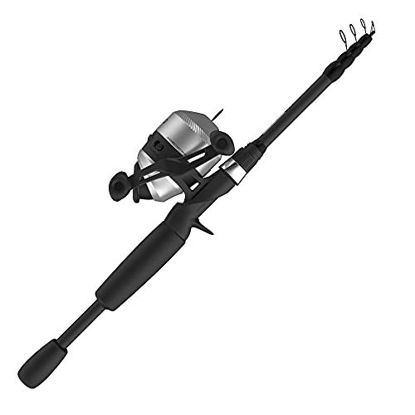 Picture of Zebco 33 Spincast Reel and Telescopic Fishing Rod Combo, Extendable 22.5-Inch to 6-Foot Telescopic E-Glass Fishing Pole, Quickset Anti-Reverse Fishing Reel with Bite Alert, Silver/Black