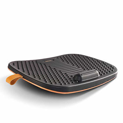 Picture of FEZIBO Standing Desk Mat with Anti Fatigue Bar, Wooden Wobble Balance Board with Ergonomic Design Comfort Floor Mat (Medium, Obsidian Black)