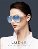Picture of LUENX Aviator Sunglasses for Mens Womens Polarized Gradient Blue Lens Metal Silver Frame 60mm