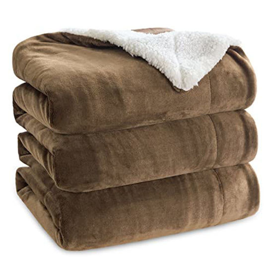 GetUSCart Bedsure Sherpa Fleece Bed Blankets Queen Size Brown Thick
