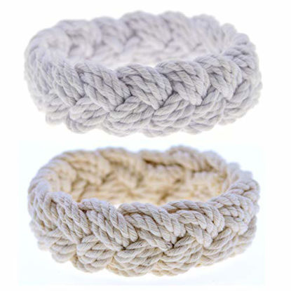 Picture of FROG SAC 2 Sailor Knot Bracelets, Nautical Knot Rope Bracelets, Natural and White Sailor Bracelets for Men and Women, Fishermans Bracelet Set, Cotton Knot Bracelets, Rope Bracelet Jewelry