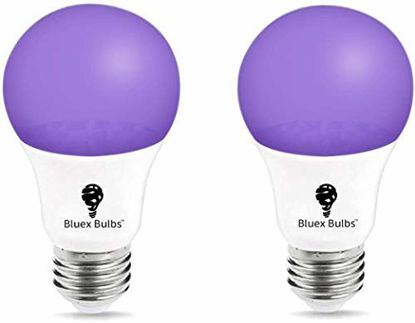 Picture of Bluex Bulbs 2 Pack LED Black Light Bulb, 9W A19 E26 Blacklight Bulb Level 385-400nm, Body Paint, Glow in The Dark LED Light Bulb Neon Glow Fluorescent Poster Black Bulb (2 Pack)