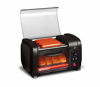 Picture of Elite Gourmet EHD-051B Hot Dog Toaster Oven, 30-Min Timer, Stainless Steel Heat Rollers Bake & Crumb Tray, World Series Baseball, 4 Bun Capacity, Black