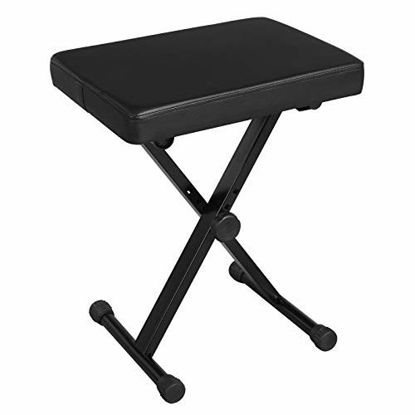 Picture of SONGMICS Adjustable Keyboard Bench, X-Style Padded Metal Piano Bench, Black