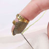 Picture of 4 Pack Sewing Thimble Finger Protector, Adjustable Finger Metal Shield Protector Pin Needles Sewing Quilting Craft Accessories DIY Sewing Tools Needlework(2 Sizes)