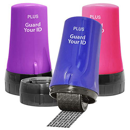 Picture of The Original Guard Your ID Identity Prevention Roller 3-Pack - Advanced 2.0 Theft Protection Stamping (Mixed Color: Blue, Pink, Purple)