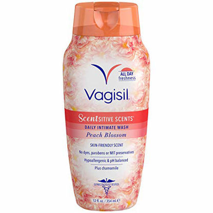 Picture of Vagisil Scentsitive Scents Daily Intimate Feminine Wash for Women, Gynecologist Tested, Fresh and Gentle on Skin, Peach Blossom, 12 Fl Oz
