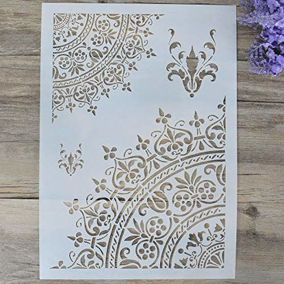 Picture of DIY Decorative Mandala Stencil Template for Painting on Walls Furniture Crafts, Mandala (A4 Size)