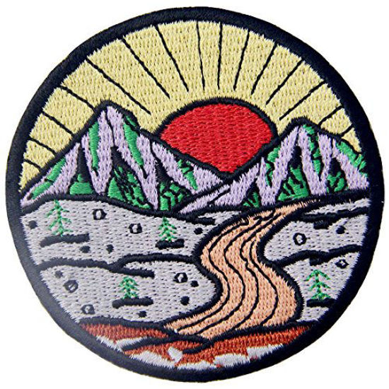 Picture of Sunrise from Mountain Vintage Explore Outdoor Patch Embroidered Applique Iron On Sew On Emblem