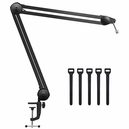 Picture of InnoGear Microphone Arm Stand, Heavy Duty Mic Arm Microphone Stand Suspension Scissor Boom Stands with Mic Clip and Cable Ties for Blue Yeti Snowball and Blue Yeti Nano(Large)