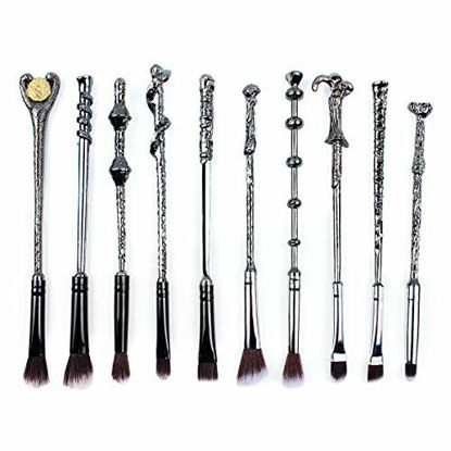 Picture of ZOND Original 10 Magical Themed Wizard Wand Makeup Brushes, Metal, Extra Durable, Soft Brushes