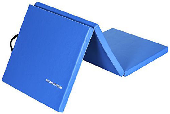 GetUSCart- BalanceFrom 2 Inch Thick Tri-Fold Folding Exercise Mat with  Carrying Handles for MMA, Gymnastics and Home Gym Protective Flooring (Blue)