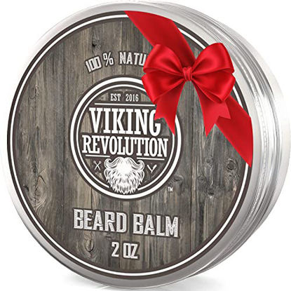 Picture of Viking Revolution Beard Balm - All Natural Grooming Treatment with Argan Oil & Mango Butter - Strengthens & Softens Beards & Mustaches - Citrus Scent Leave in Conditioner Wax for Men - 1 Pack