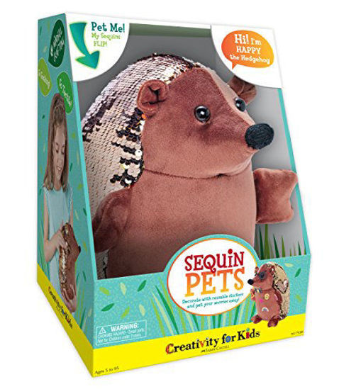 Picture of Creativity for Kids Sequin Pets Stuffed Animal - Happy the Hedgehog Plush Toy , Brown