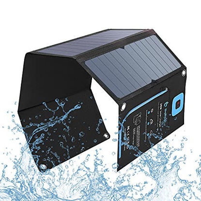 Picture of BigBlue 28W Solar Charger with Digital Ammeter, Foldable Portable Solar Panels with Dual USB(5V/4A Overall), IPX4 Waterproof, Compatible with iPhone 11/Xs/X/8/7, iPad, Samsung Galaxy, LG, Nexus etc