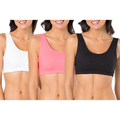 Picture of Fruit of the Loom Women's Built Up Tank Style Sports Bra, Pin Dot/Popsicle Pink/White, 38