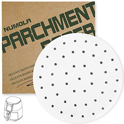 Picture of Numola 9 Inch Air Fryer Liners, 100 PCS Perforated Parchment Paper Compatible with COSORI, GoWISE USA, Instant Vortex, Ninja, Ultrean, Chefman, Innsky, Dash, Secura and More 5.3-5.8qt Air Fryers