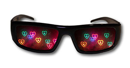 Picture of Heart Diffraction Glasses - See Hearts - Rave Glasses, fireworks glasses, holiday light glasses