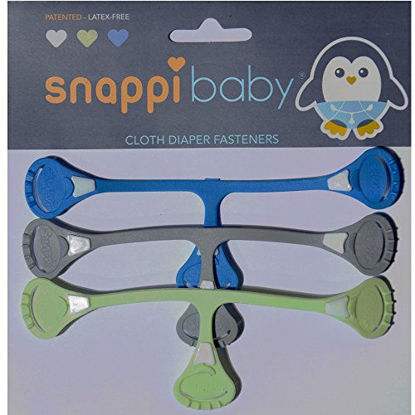 Picture of [Boy 3 pack] Snappi Cloth Diaper Fasteners - Replaces Diaper Pins - Use with Cloth Prefolds and Cloth Flats