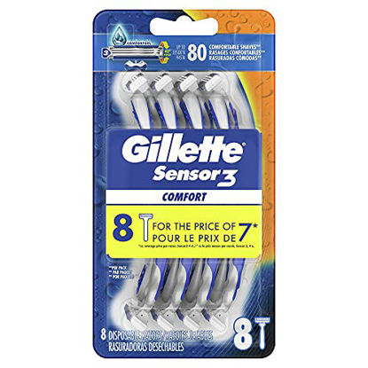 Picture of Gillette Sensor3 Comfort Mens Razor, Disposable Razors for Men, 8 count