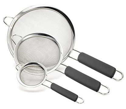 Picture of Bellemain Stainless Steel Fine Mesh Strainers, Set of 3 Graduated Sizes with Comfortable Non Slip Handles