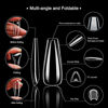 Picture of Clear Long Coffin Shaped Fake Nails, Ballerina Full Cover Acrylic Nail Tips, 100pcs Artificial False Nails with Nail File/Cuticle Pusher/Case for Salon Nail Art, DIY Long Coffin Nails Design Kit