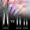 Picture of Clear Long Coffin Shaped Fake Nails, Ballerina Full Cover Acrylic Nail Tips, 100pcs Artificial False Nails with Nail File/Cuticle Pusher/Case for Salon Nail Art, DIY Long Coffin Nails Design Kit