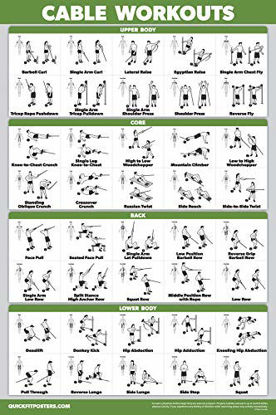 Picture of QuickFit Cable Machine Workout Poster - Cable Machine Exercise Chart (Laminated, 18" x 27")