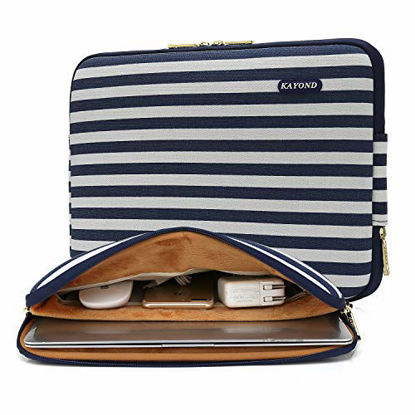 Picture of Kayond Canvas Water-Resistant 11 inch Laptop Sleeve with Pocket 11 inch 11.6 inch Laptop Case Compatible MacBook air 11 MacBook 12 Tablet (11-11.6 inches, Breton Stripe)