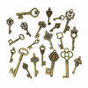 Picture of 125 PCS Vintage Skeleton Key Set Charms, JIALEEY Mixed Antique Style Bronze Brass Key Set Charms for Pendant DIY Jewelry Making Wedding Party Favors