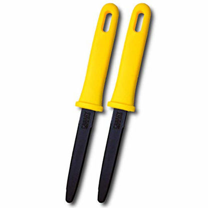 Picture of CANARY Corrugated Cardboard Cutter Dan Chan, Safety Box Cutter Knife [Non-Stick Fluorine Coating Blade], Made in JAPAN, Yellow (DC-190F-1) (2 pcs)