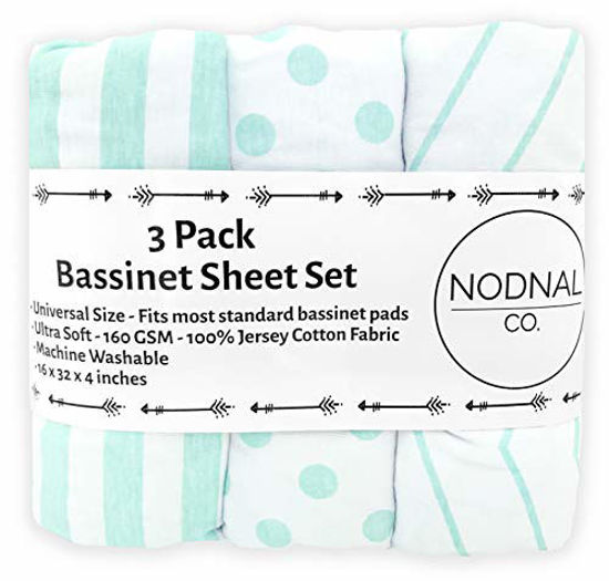 GetUSCart NODNAL CO. Mint Bassinet Fitted Sheet Set 3 Pack 100