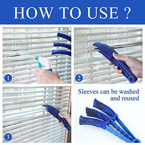 GetUSCart HIWARE Window Blind Cleaner Duster Brush with 5 Microfiber
