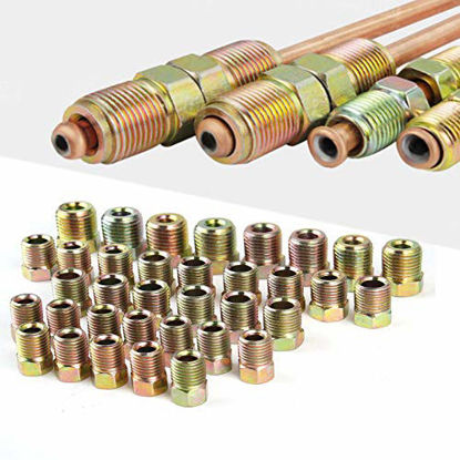 Picture of Muhize 32 PCS Brass Brake Line Fitting Kit for 3/16" and 1/4" Inverted Flares Brake Line Tube